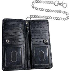 Bifold RFID Blocking Motorcycle Chain Wallet for Men